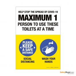 Sticker Notice Sign WC Toilet Unisex 1 In 1 Out System Social Distancing Policy 