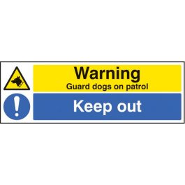 Caution guard dogs on patrol keep out Safety sign 