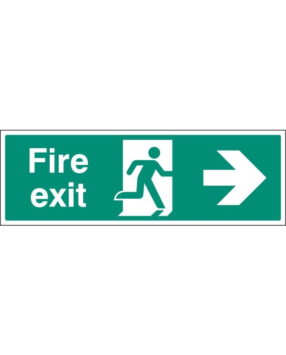 Fire Exit Safety Signs Directional Arrows 1mm Plastic 400mm x 200mm Pre Drilled 