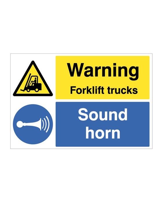 Warning Fork Lift Trucks Operating 200mm X 300mm Self Adhesive Vinyl 