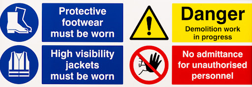 OVER ALLS MUST BE WARN first aid warning health and safety signs/stickers 